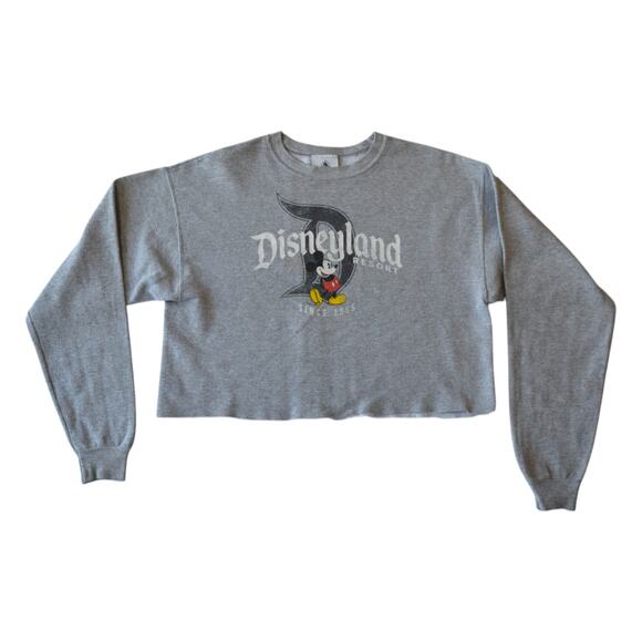Disneyland Resort Mickey Mouse Graphic Crewneck Cropped Sweatshirt Size ML - Picture 1 of 5
